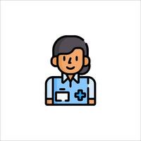 A nurse icon with a blue shirt and a cross vector