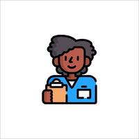 A woman holding a folder icon vector