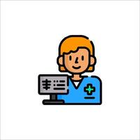 A doctor holding a computer icon vector