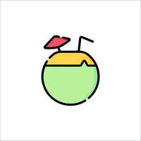 A green and yellow drink with a straw and umbrella vector