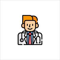 A doctor icon with a red tie and a white background vector