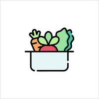 A box with vegetables in it on a white background vector