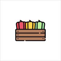 A wooden box with apples in it vector