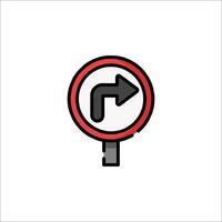 A red and black sign with an arrow pointing in the direction of the right vector