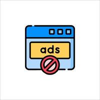 Ads icon with a no ad sign vector