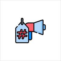 Hashtag icon with megaphone and tag vector