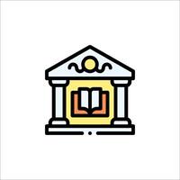 A library icon with a book on top vector