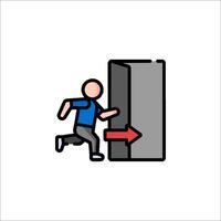 A man is running to open a door with an arrow pointing to it vector