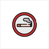 A cigarette is in a red circle with a white background vector