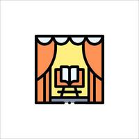 A book on a table with curtains and a curtain vector