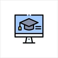 A computer monitor with a graduation cap on it vector