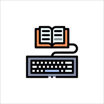 An open book and a computer keyboard icon vector