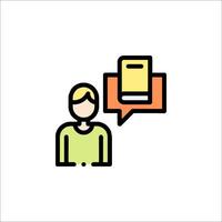 A person with a book in his hand and a speech bubble vector