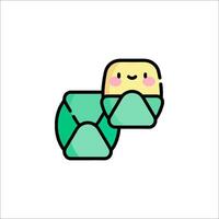 A cartoon turtle with a green hat and a green envelope vector