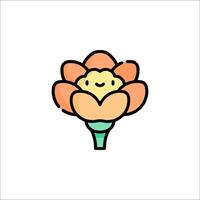 A cartoon flower with a smiley face on it vector