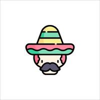 Mexican hat icon with mustache and mustache vector