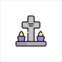 Cross and candles icon illustration vector