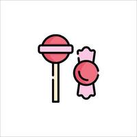A pink lollipop and a stick on a white background vector