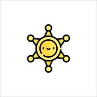A yellow star with a smiley face on it vector