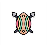 A colorful icon of a shield with two crossed swords vector