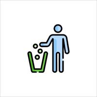 A man throwing trash into a trash can vector