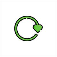A green recycle symbol with a heart in the middle vector