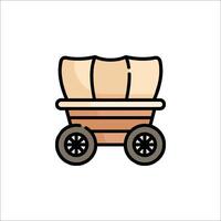 A wagon icon with a wooden barrel on wheels vector