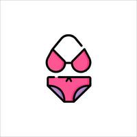 A pink bikini and a bra on a white background vector