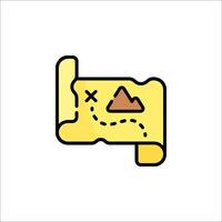 A yellow treasure map icon on a white background vector