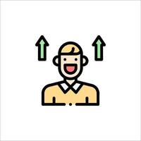 A man is smiling and pointing up vector