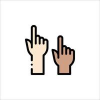 Two hands pointing up with one finger pointing down vector