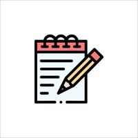 A notebook with a pencil and a pen icon vector