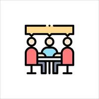 A meeting room with people sitting at a table vector