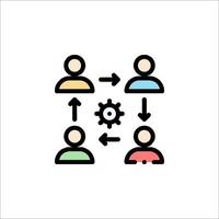 People in a circle with gears and arrows vector