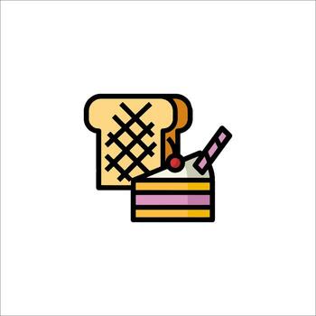 A slice of cake and a slice of bread icon vector