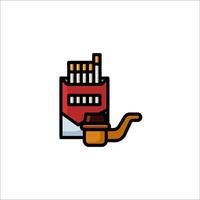 A cigarette and a pipe icon on a white background vector