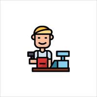 A man with a hammer and a cash register icon vector