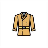 A trench coat icon in a flat style vector
