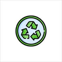 A green recycling symbol in a circle vector