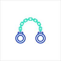 A pair of handcuffs with a chain attached to them vector
