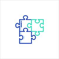A puzzle piece icon with a blue and green color scheme vector