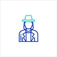 A man in a hat and jacket icon vector