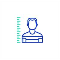 A man is standing in front of a line of measurement vector