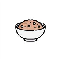 A bowl of cereal with a spoon in it vector