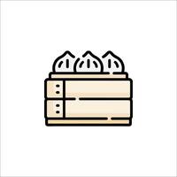 Dumplings in a box icon vector