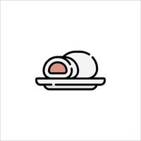 A sushi roll on a plate icon vector