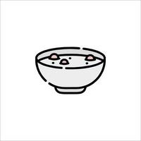 A bowl of soup with a spoon in it vector