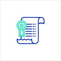 A certificate icon with a star and ribbon vector