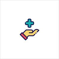 A hand holding a cross and a plus sign vector
