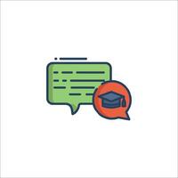A speech bubble with a graduation cap on it vector